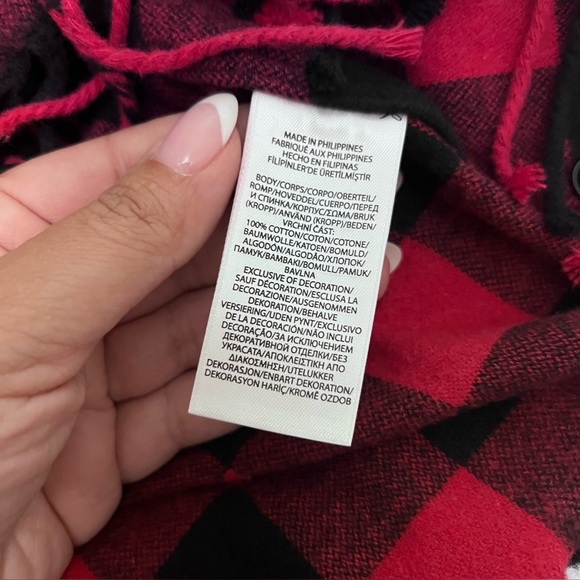 POLO Ralph Lauren Women’s Country Black & Red Check Flannel Fringe - Size L - Picture 11 of 11